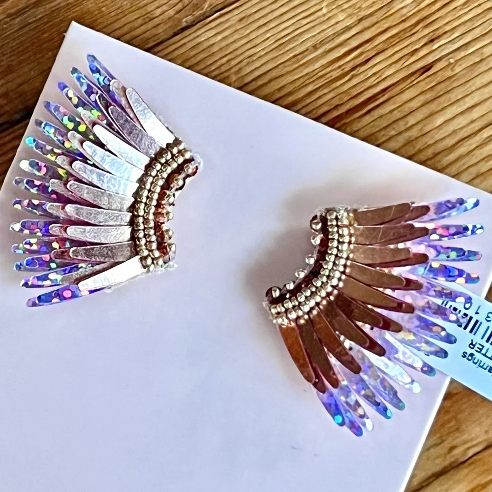 🌺🎉HP🎉🌺 NWT Mignonne Gavigan Mini Madeline Earrings Rose Gold Glitter - Picture 10 of 16